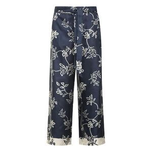 S MAX MARA Silk Blend Wide Leg Pants Women BLUE